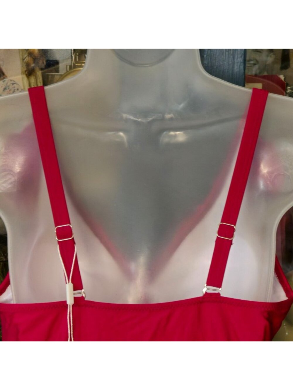 One Piece Figure Flattering Swimsuit M Red Fuchsia Ruffled Adjustable Ruched - Picture 4 of 9